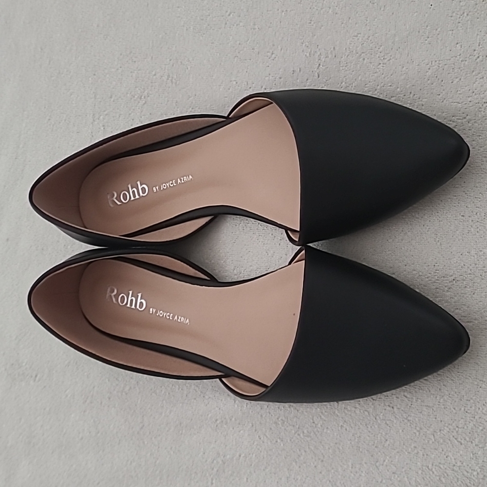 Rohb by Joyce Azria black D'Orsay pointy toe flats